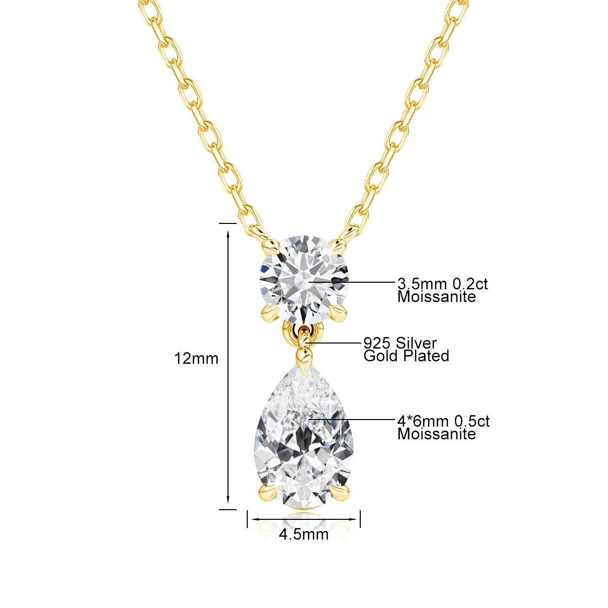3ct Pear Cut Moissanite Pendant Necklace Silver 925 Women's Waterdrop Necklace High Quality Luxury Engagement Jewelry