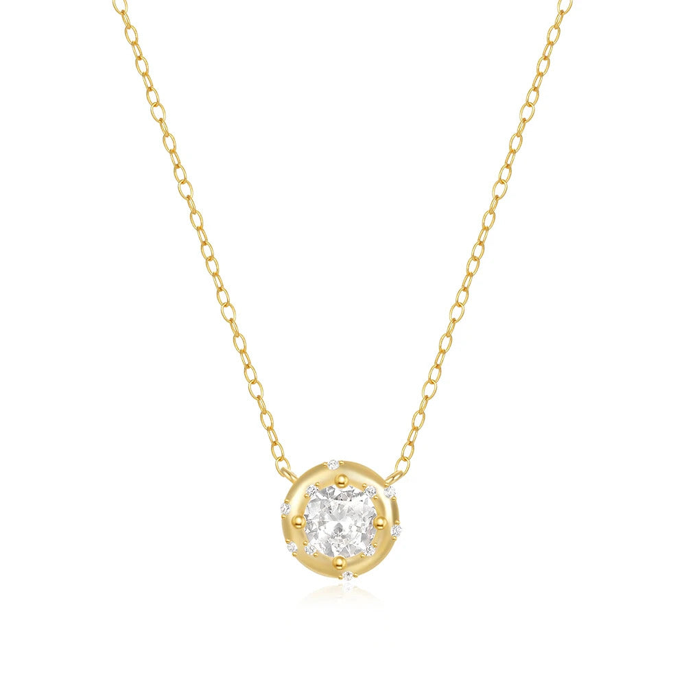925 Sterling Silver Horse Eyes Colored Zircon Collarbone Necklace For Women 18K Gold Ins Lune Necklace Fine Jewelry
