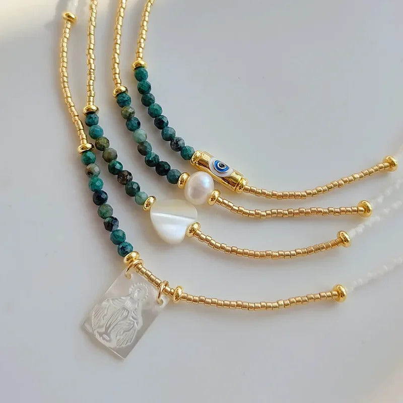 Virgin Mary Necklace For Women Gift Collar Virgen 2023 New In Miyuki Turquoise Bead Choker Necklaces Eye Collar Femme