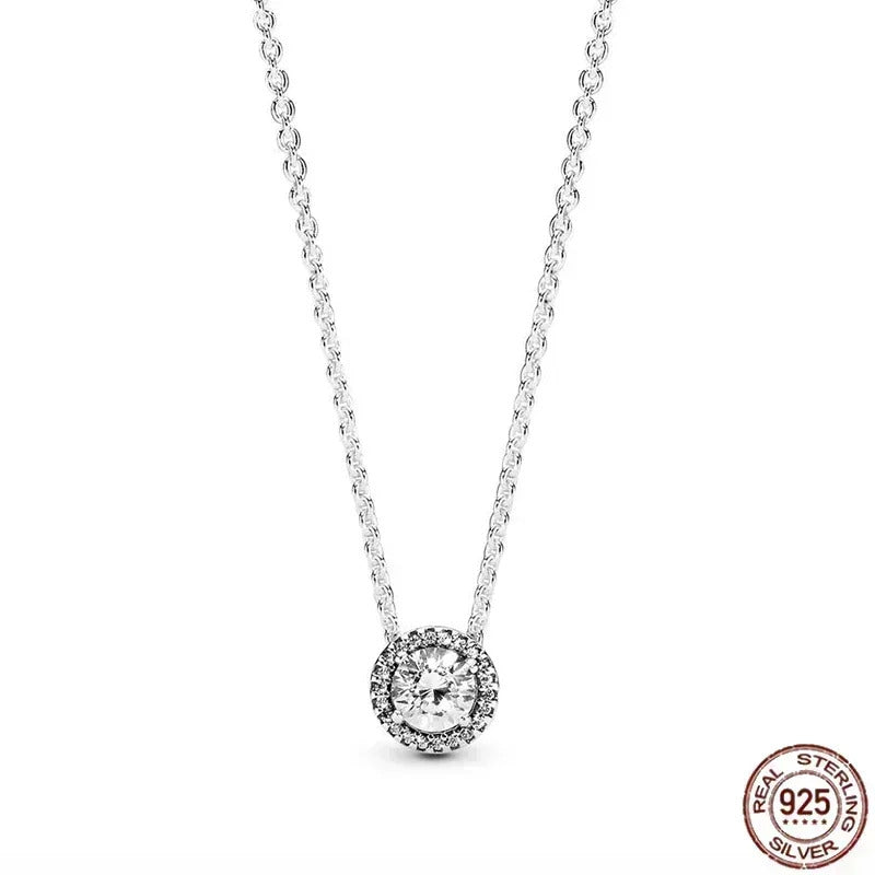 Hot selling 925 sterling silver pendant necklace shines with classic luxury heart-shaped square necklace, women's jewelry gift