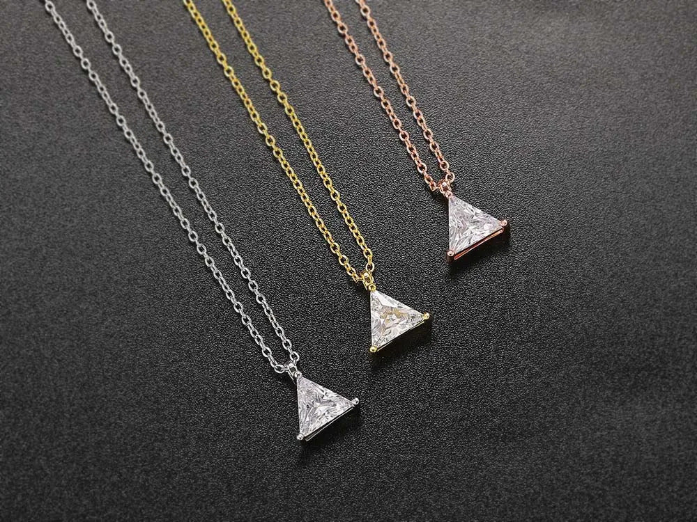 Geometry Crystal Pendant Necklace For Women Round Heart Gold Color Choker Chain Zircon Necklaces Korean Minimalist Jewelry N481