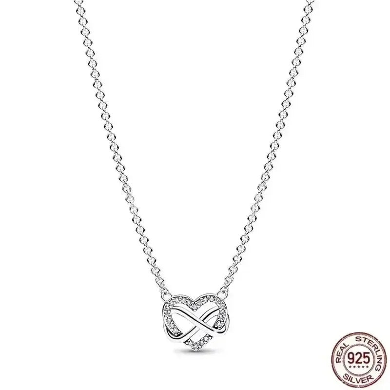 Hot selling 925 sterling silver pendant necklace shines with classic luxury heart-shaped square necklace, women's jewelry gift