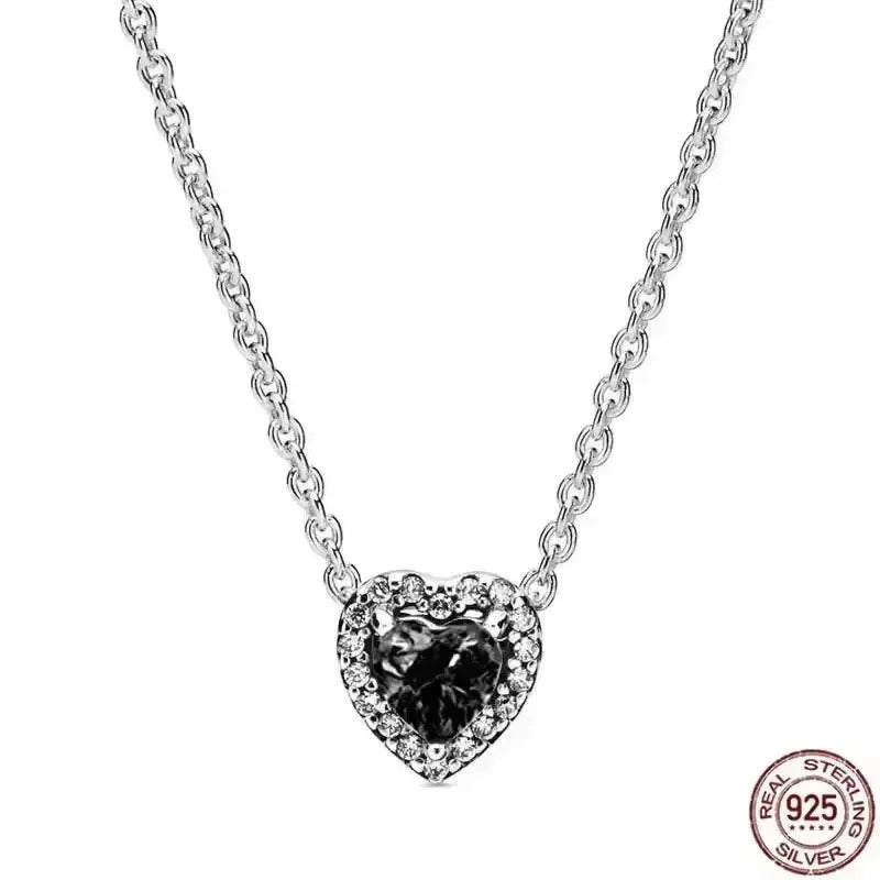 Hot selling 925 sterling silver pendant necklace shines with classic luxury heart-shaped square necklace, women's jewelry gift