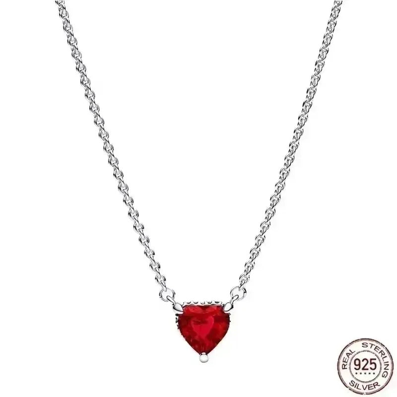 Hot selling 925 sterling silver pendant necklace shines with classic luxury heart-shaped square necklace, women's jewelry gift