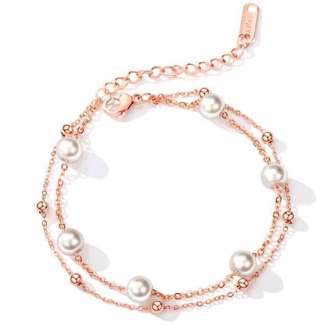 Fashion Party Jewelry Bracelets Adjustable Snake Chain With White Pearl Bracelets For Women Wedding Jewellry