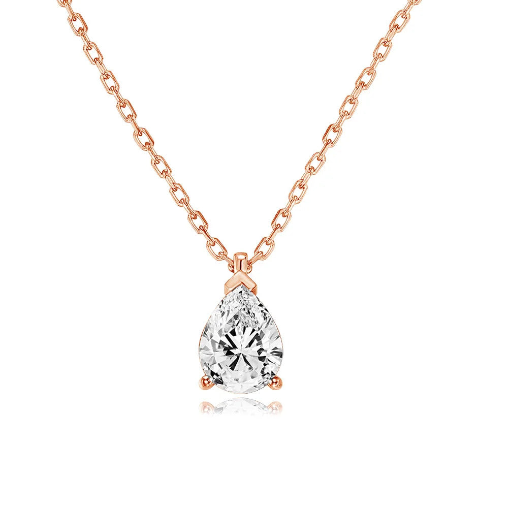 Geometry Crystal Pendant Necklace For Women Round Heart Gold Color Choker Chain Zircon Necklaces Korean Minimalist Jewelry N481