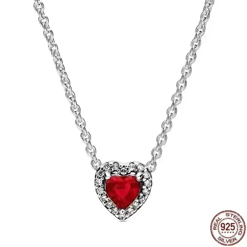 Hot selling 925 sterling silver pendant necklace shines with classic luxury heart-shaped square necklace, women's jewelry gift