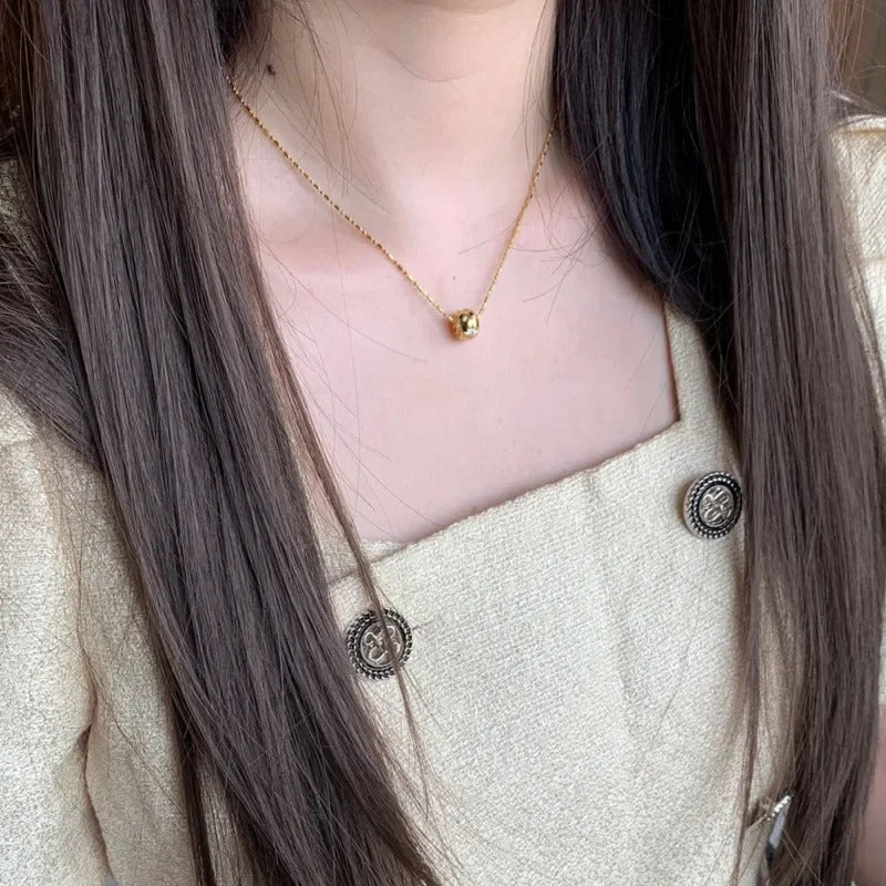 Creative Copper Inlaid Zircon Exquisite Star Necklaces Elliptical Small Round Beads collar Chain Engagement Jewelry Gift