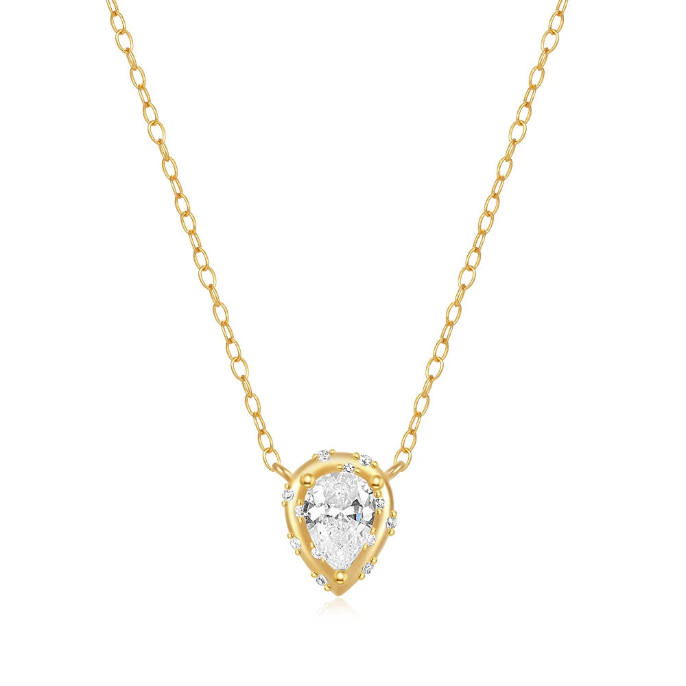 925 Sterling Silver Horse Eyes Colored Zircon Collarbone Necklace For Women 18K Gold Ins Lune Necklace Fine Jewelry