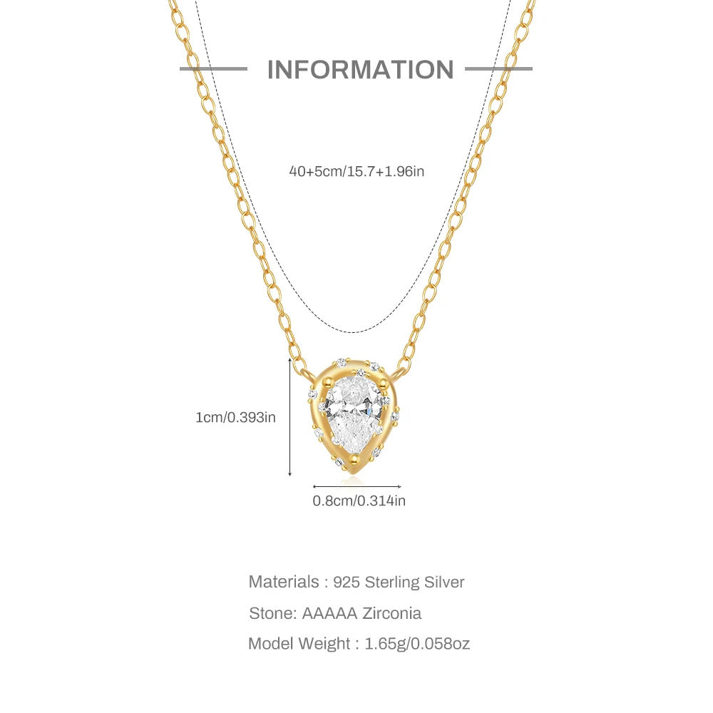 925 Sterling Silver Horse Eyes Colored Zircon Collarbone Necklace For Women 18K Gold Ins Lune Necklace Fine Jewelry