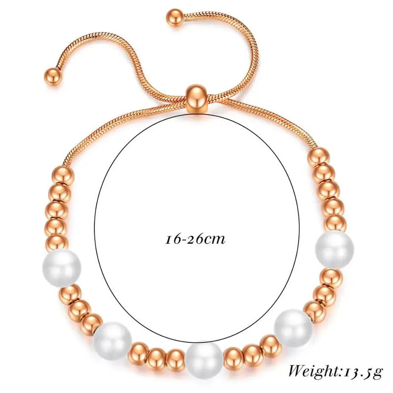 Fashion Party Jewelry Bracelets Adjustable Snake Chain With White Pearl Bracelets For Women Wedding Jewellry