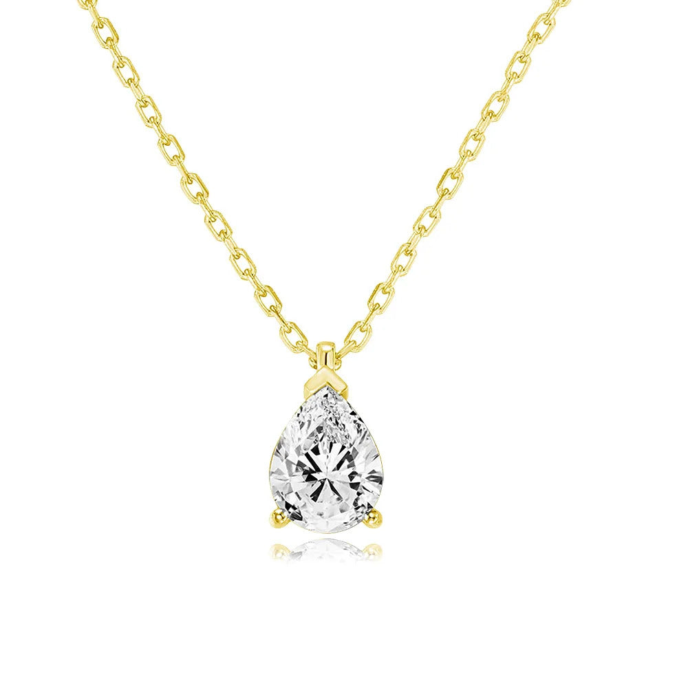 Geometry Crystal Pendant Necklace For Women Round Heart Gold Color Choker Chain Zircon Necklaces Korean Minimalist Jewelry N481