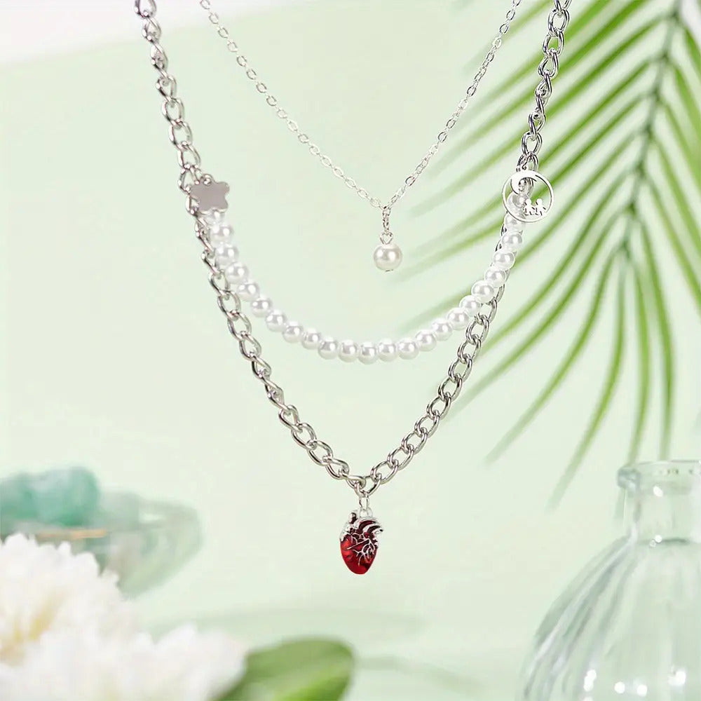 OLYCRAFT 1 Box 24 Pieces 2 Styles Alloy Enamel Pendant, Heart Pendant, Silver 24~25x16~20x2~4mm, Hole Diameter: 2.2~2.5mm, Each Style 12 Pieces