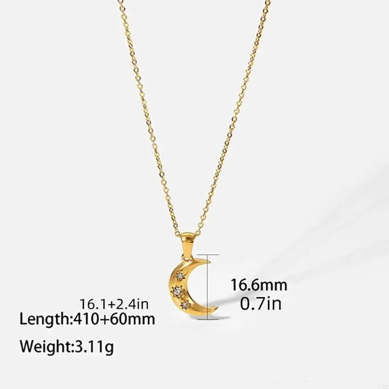 87HC Vintage Pendant Necklace Stainless Steel Neckchain with Cubic Zirconia