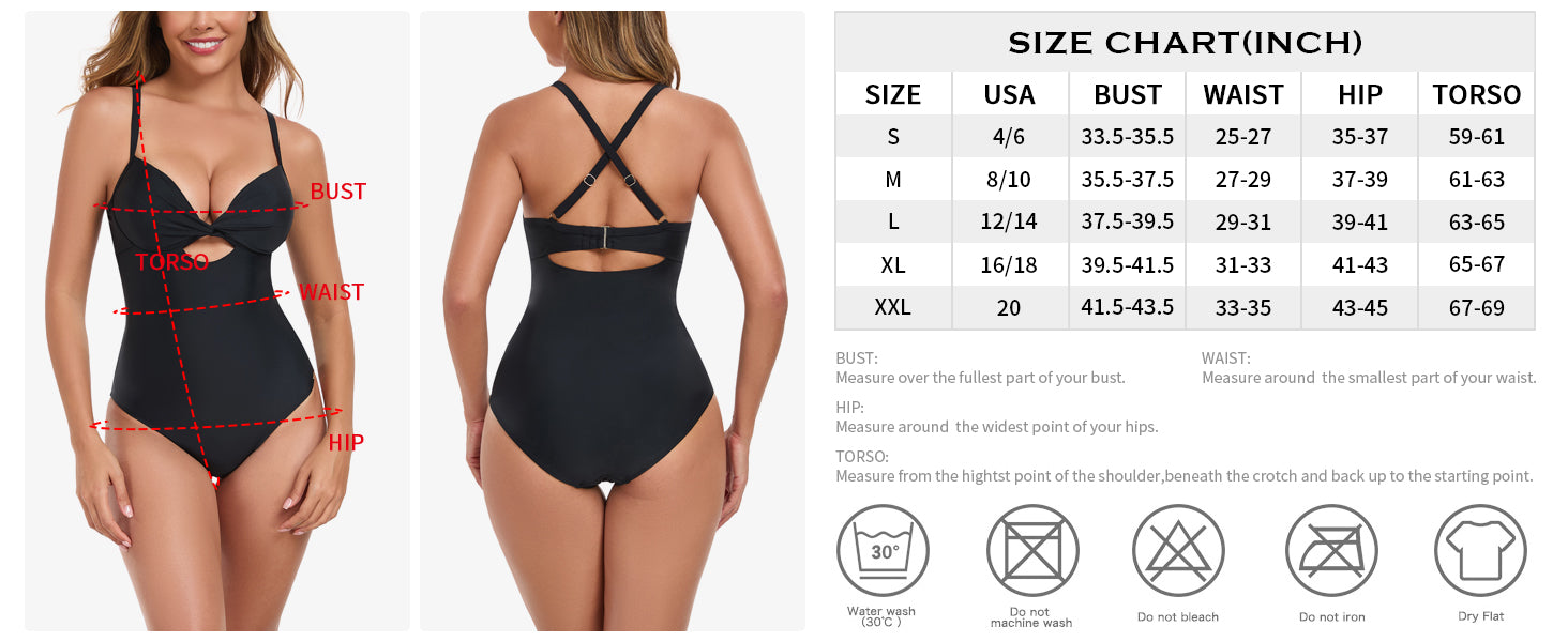 Women’s Push Up One Piece Swimsuit Twist Front Cutout Adjustable Straps Swimwear