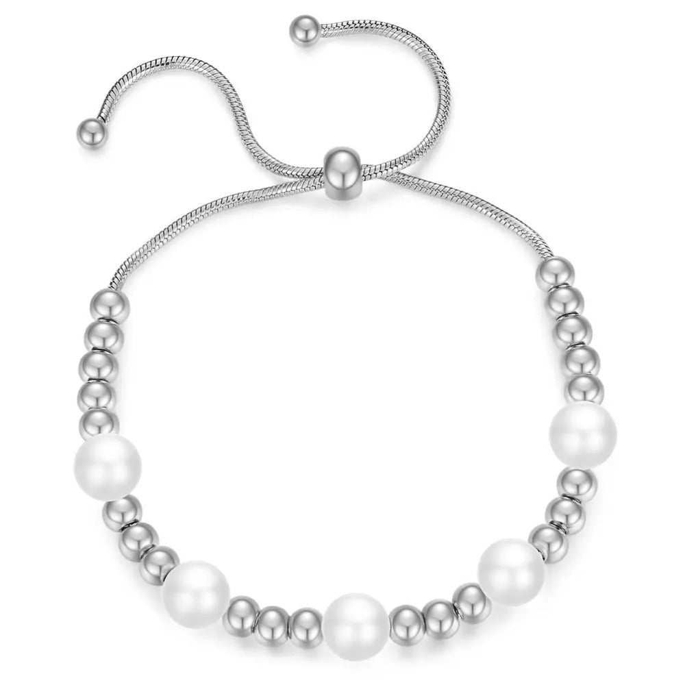 Fashion Party Jewelry Bracelets Adjustable Snake Chain With White Pearl Bracelets For Women Wedding Jewellry