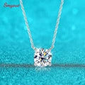 Smyoue 1.7-5CTTW All Moissanite Necklace for Women Smile Princesses Sparkling Diamond Pendant S925 Sterling Silver Plated PT950