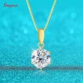 Smyoue 1.7-5CTTW All Moissanite Necklace for Women Smile Princesses Sparkling Diamond Pendant S925 Sterling Silver Plated PT950