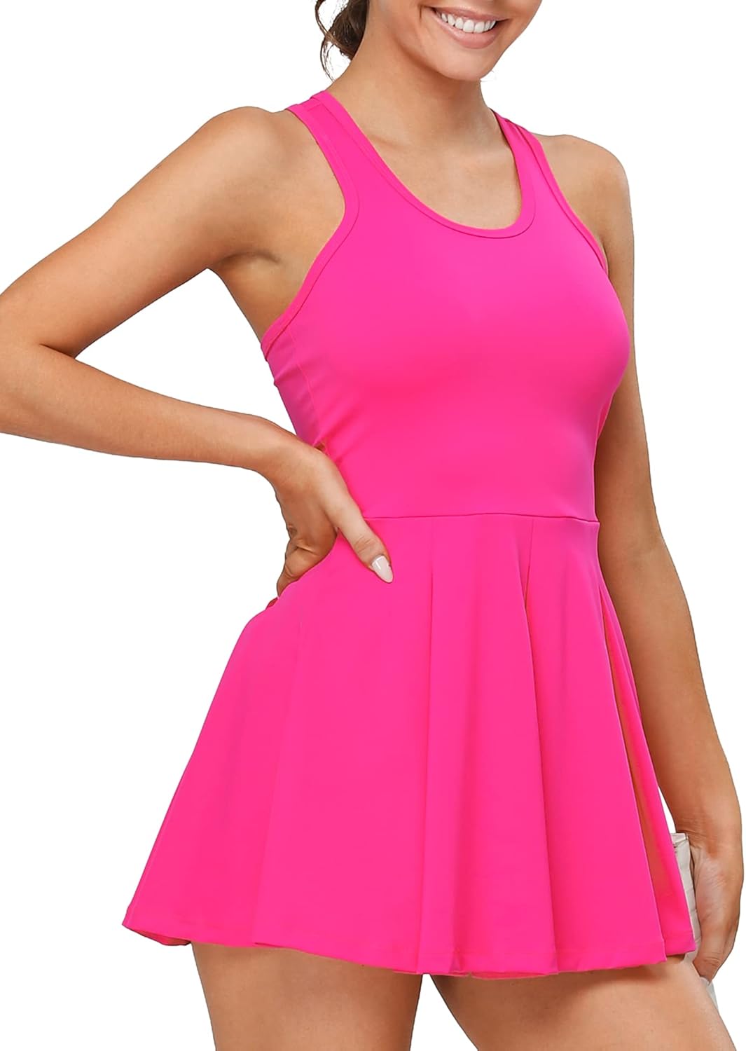 Women’s Tennis Golf Dress with Shorts Pockets Sleeveless Workout Sports Athletic Dresses