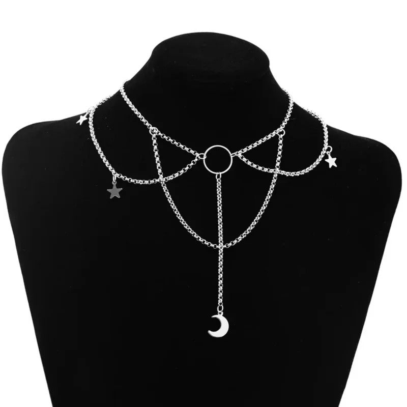 Long Tassel Punk Multilayer Spider Pendants Necklaces for Women Personality Choker Silver Color Choker Chain Fashion Jewelry