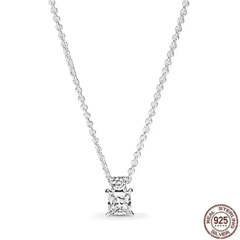 Hot selling 925 sterling silver pendant necklace shines with classic luxury heart-shaped square necklace, women's jewelry gift