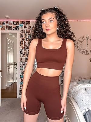 Workout Sets for Women 2 Piece Seamless Ribbed Crop Tank High Waist Shorts Yoga Outfits
