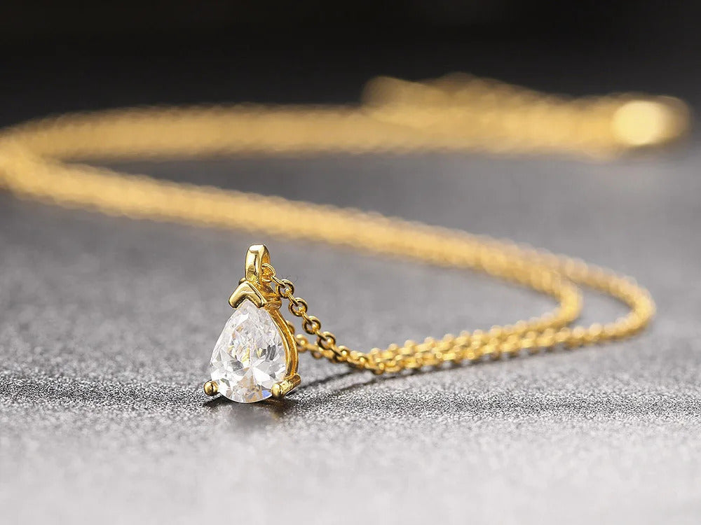Geometry Crystal Pendant Necklace For Women Round Heart Gold Color Choker Chain Zircon Necklaces Korean Minimalist Jewelry N481