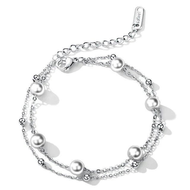 Fashion Party Jewelry Bracelets Adjustable Snake Chain With White Pearl Bracelets For Women Wedding Jewellry