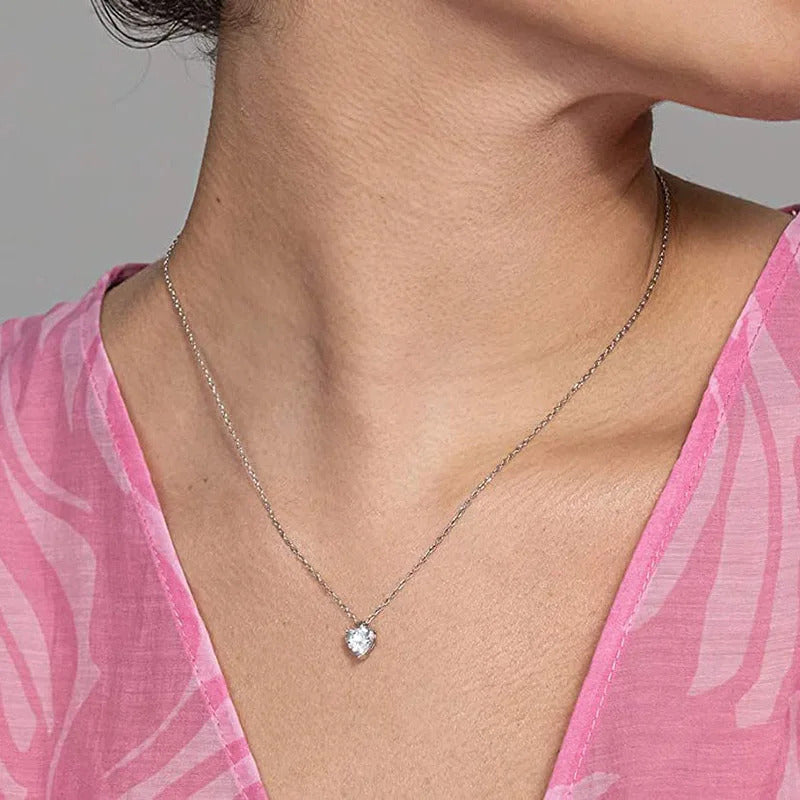 Geometry Crystal Pendant Necklace For Women Round Heart Gold Color Choker Chain Zircon Necklaces Korean Minimalist Jewelry N481