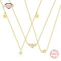 925 Sterling Silver Horse Eyes Colored Zircon Collarbone Necklace For Women 18K Gold Ins Lune Necklace Fine Jewelry