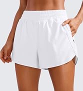 YOGA High Waisted Dolphin Running Shorts for Womens Mesh Liner for Gym Workout Athletic with Zipper Pocket