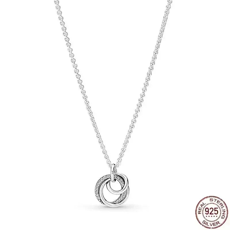 Hot selling 925 sterling silver pendant necklace shines with classic luxury heart-shaped square necklace, women's jewelry gift