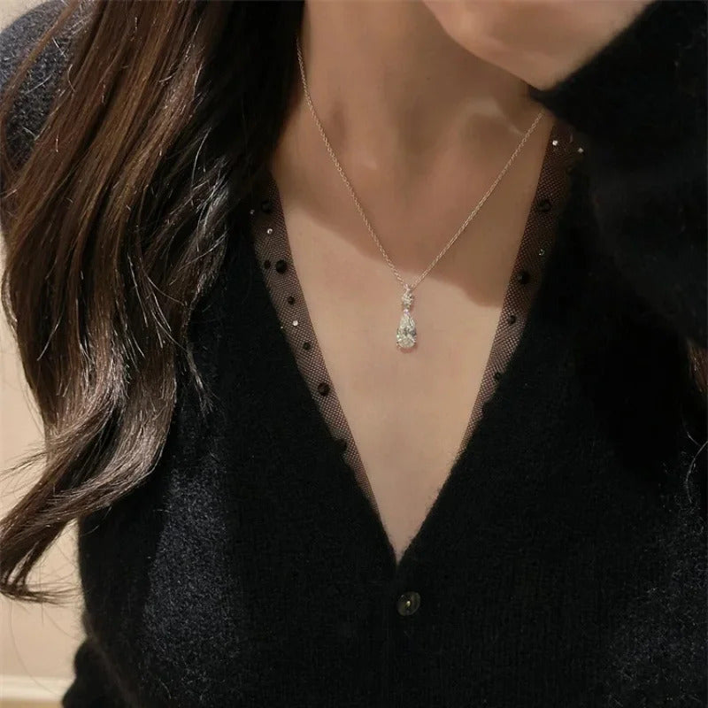 Unique sense of luxury simple fashion collar chains Light luxury silver 925 sparkling shaped water droplet necklaces jewelry