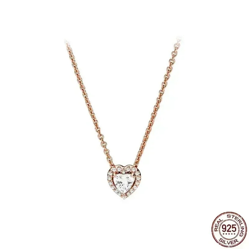 Hot selling 925 sterling silver pendant necklace shines with classic luxury heart-shaped square necklace, women's jewelry gift