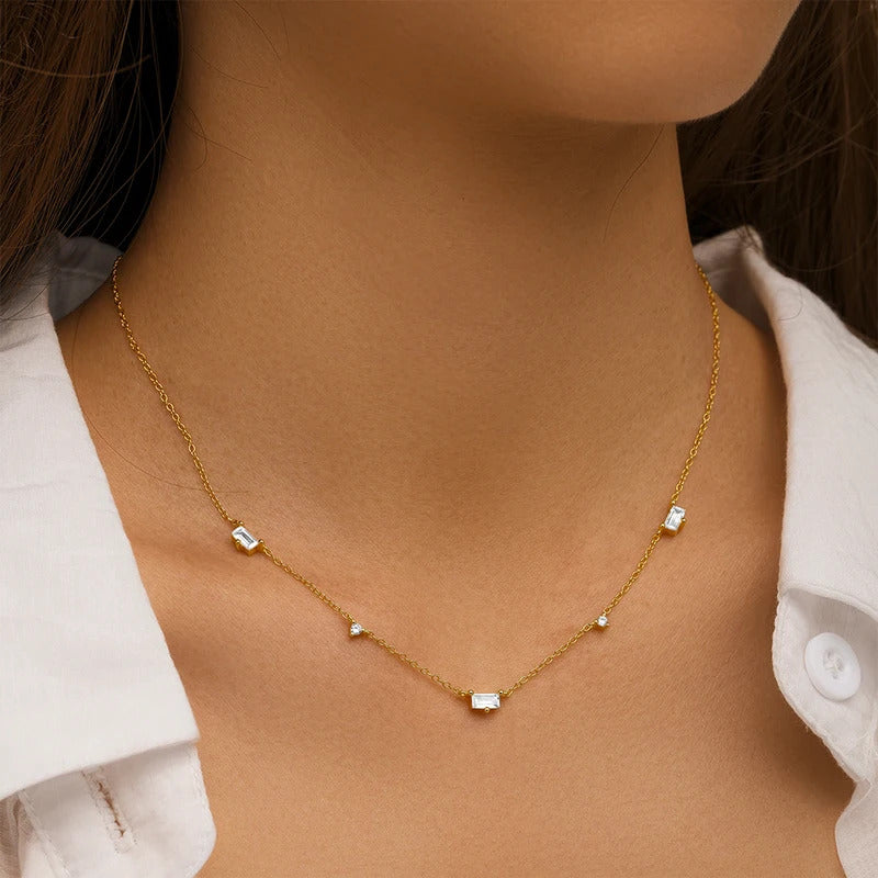 925 Sterling Silver Horse Eyes Colored Zircon Collarbone Necklace For Women 18K Gold Ins Lune Necklace Fine Jewelry