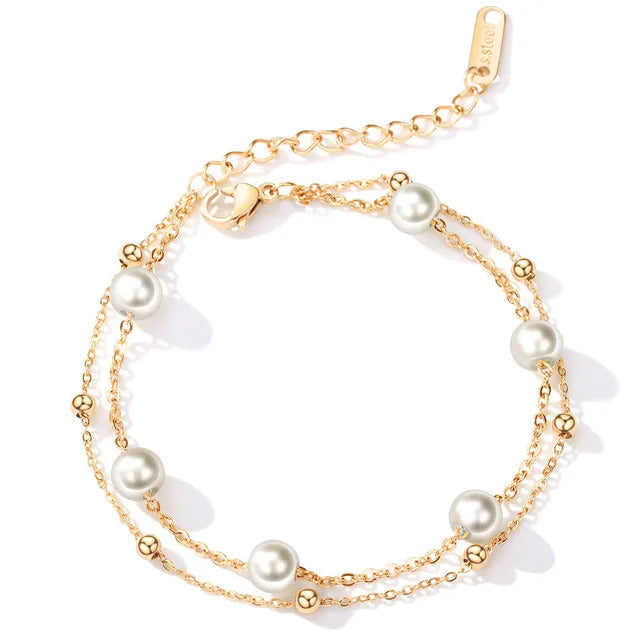 Fashion Party Jewelry Bracelets Adjustable Snake Chain With White Pearl Bracelets For Women Wedding Jewellry