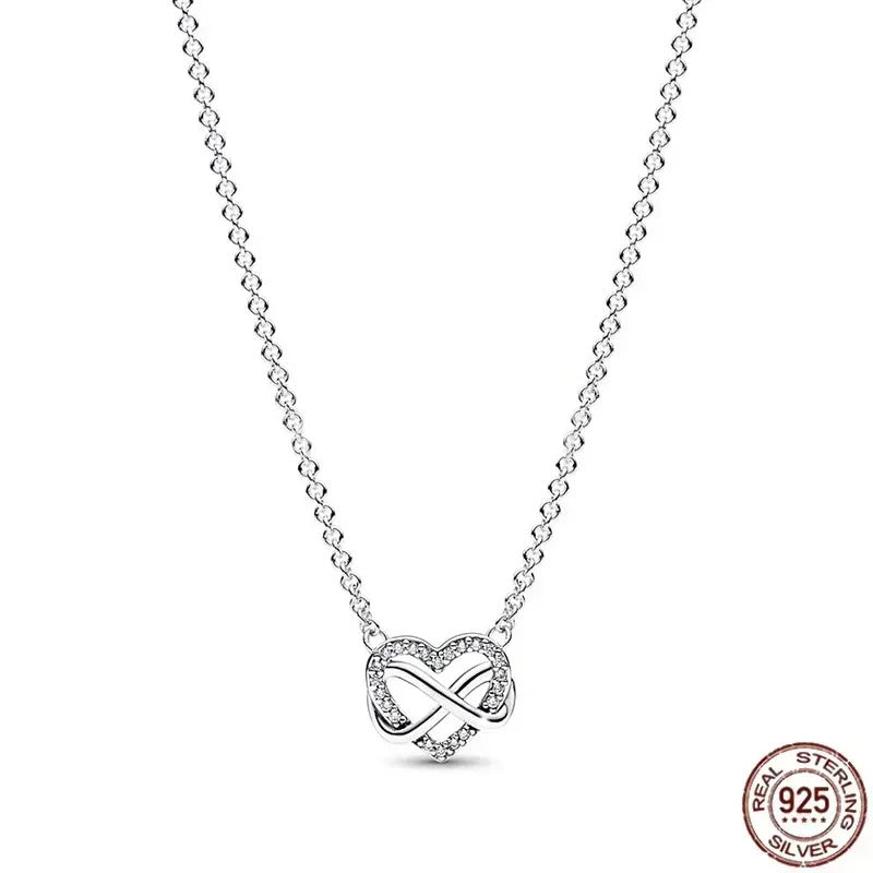 Hot selling 925 sterling silver pendant necklace shines with classic luxury heart-shaped square necklace, women's jewelry gift