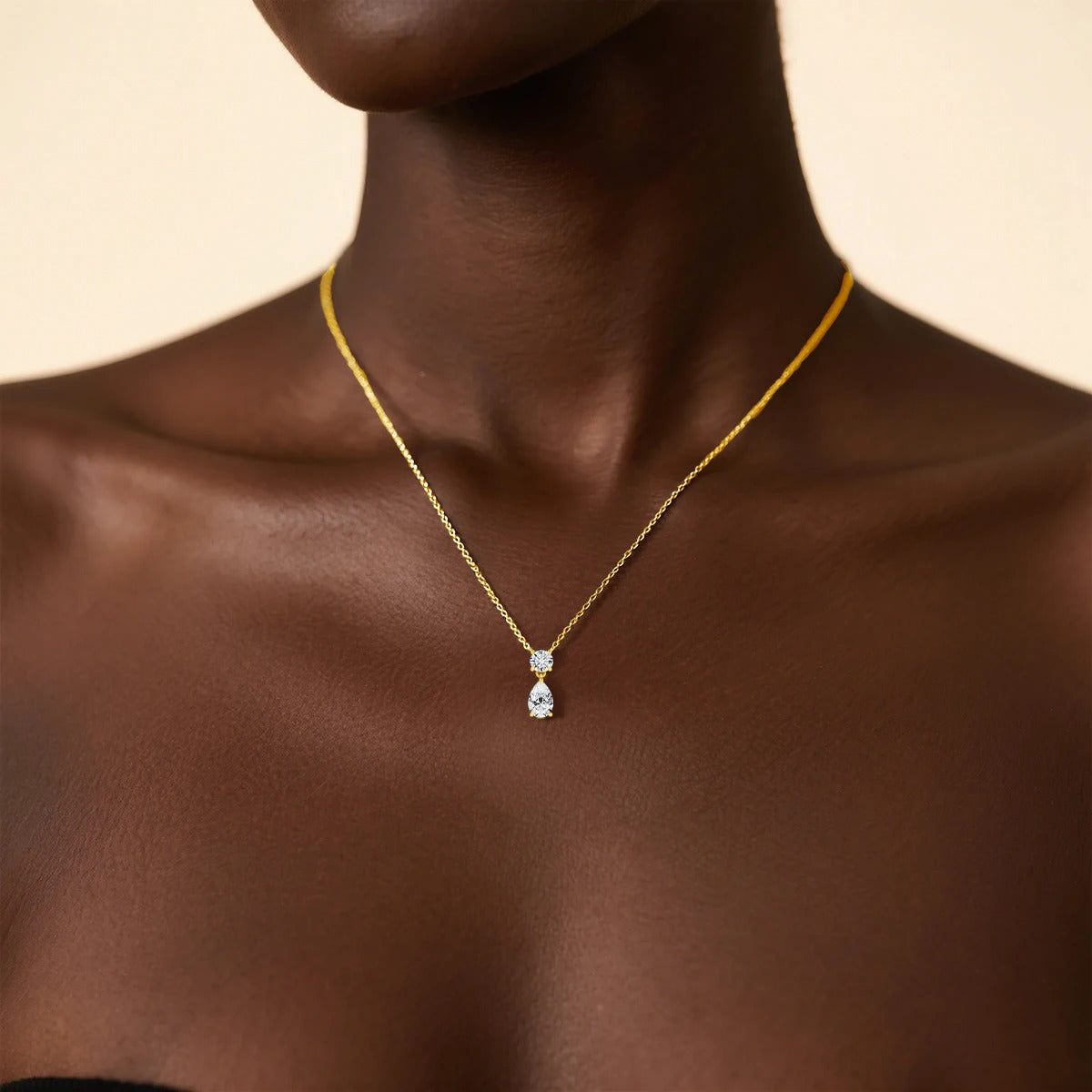 3ct Pear Cut Moissanite Waterdrop Pendant Necklace for Women 18K Gold Plated Choker Chain Fashion Neck Accessories Jewelry