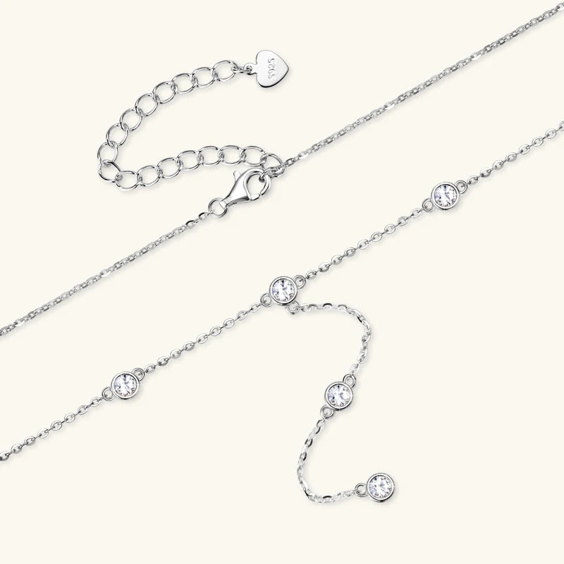 Lnngy Collares Mujer 3mm 0.1ct Moissanite Necklace 925 Sterling Silver Y-shaped Pendant Necklaces For Women Unique Jewelry Gift