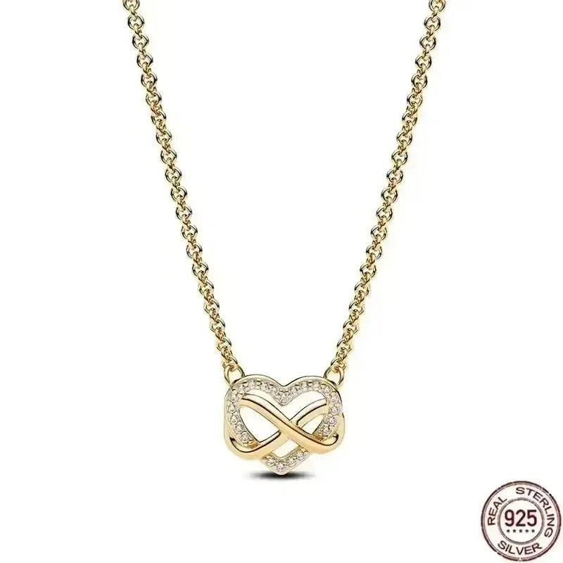 Hot selling 925 sterling silver pendant necklace shines with classic luxury heart-shaped square necklace, women's jewelry gift