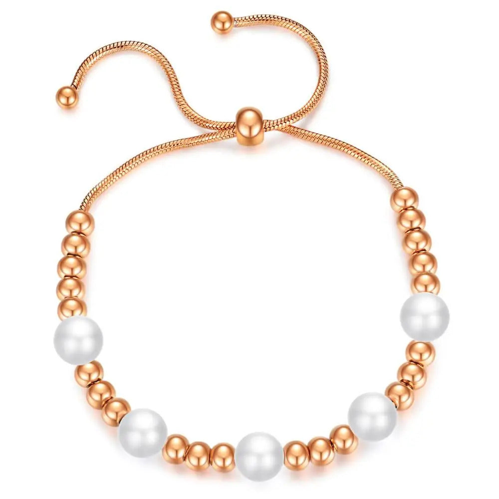 Fashion Party Jewelry Bracelets Adjustable Snake Chain With White Pearl Bracelets For Women Wedding Jewellry