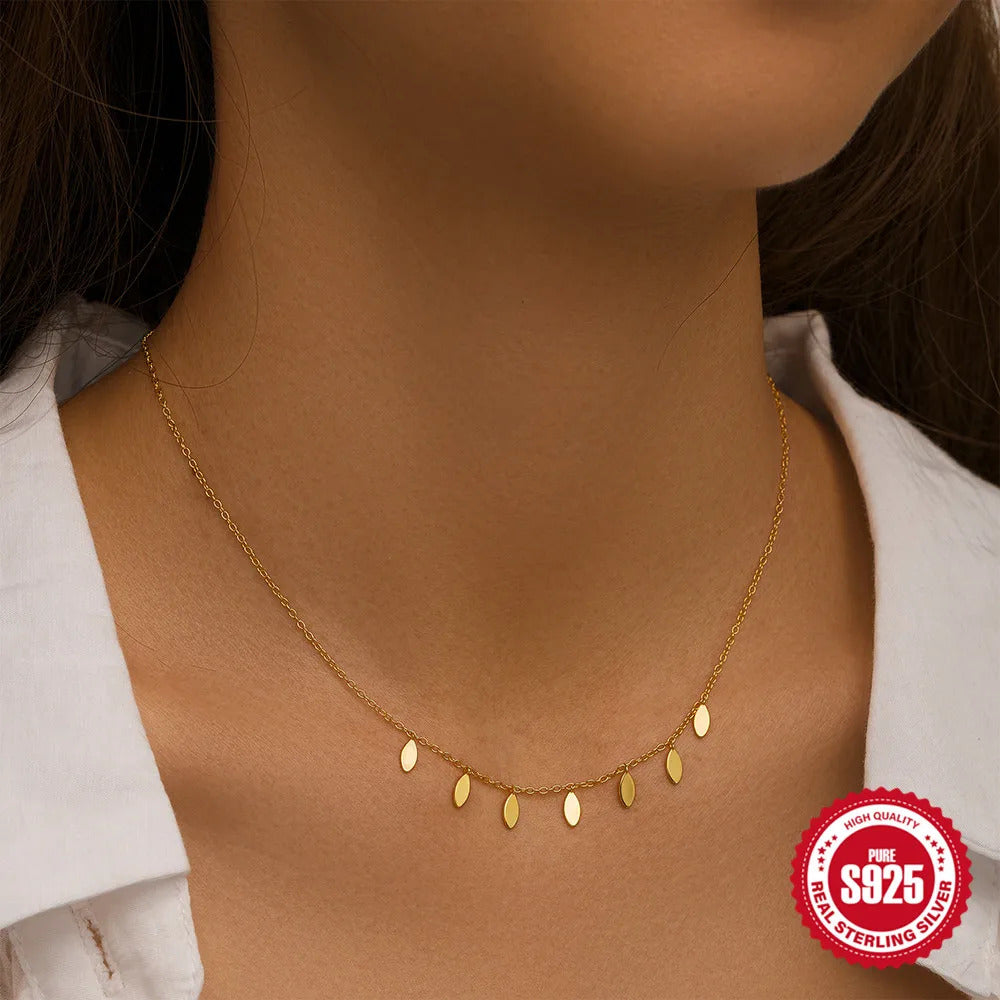 925 Sterling Silver Horse Eyes Colored Zircon Collarbone Necklace For Women 18K Gold Ins Lune Necklace Fine Jewelry