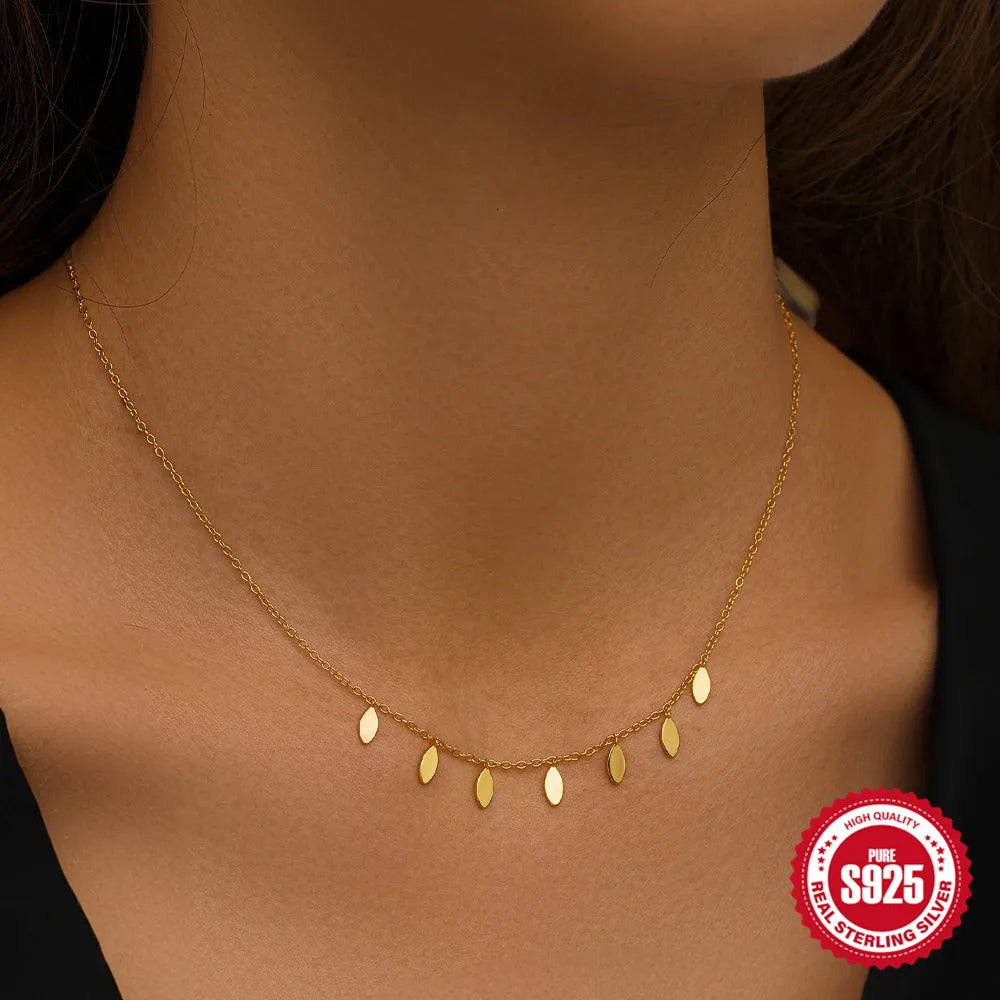 925 Sterling Silver Horse Eyes Colored Zircon Collarbone Necklace For Women 18K Gold Ins Lune Necklace Fine Jewelry