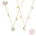 925 Sterling Silver Horse Eyes Colored Zircon Collarbone Necklace For Women 18K Gold Ins Lune Necklace Fine Jewelry