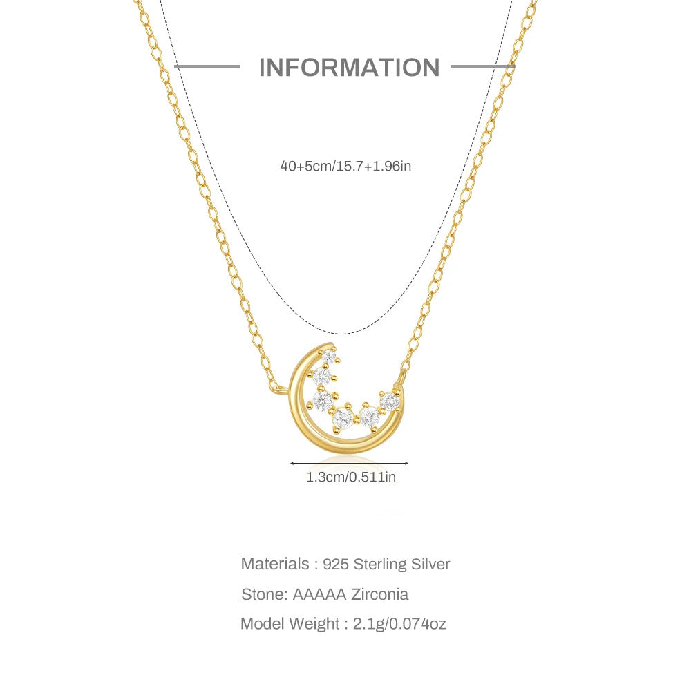 925 Sterling Silver Horse Eyes Colored Zircon Collarbone Necklace For Women 18K Gold Ins Lune Necklace Fine Jewelry