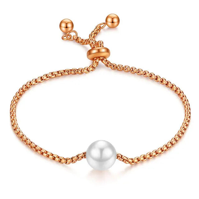 Fashion Party Jewelry Bracelets Adjustable Snake Chain With White Pearl Bracelets For Women Wedding Jewellry