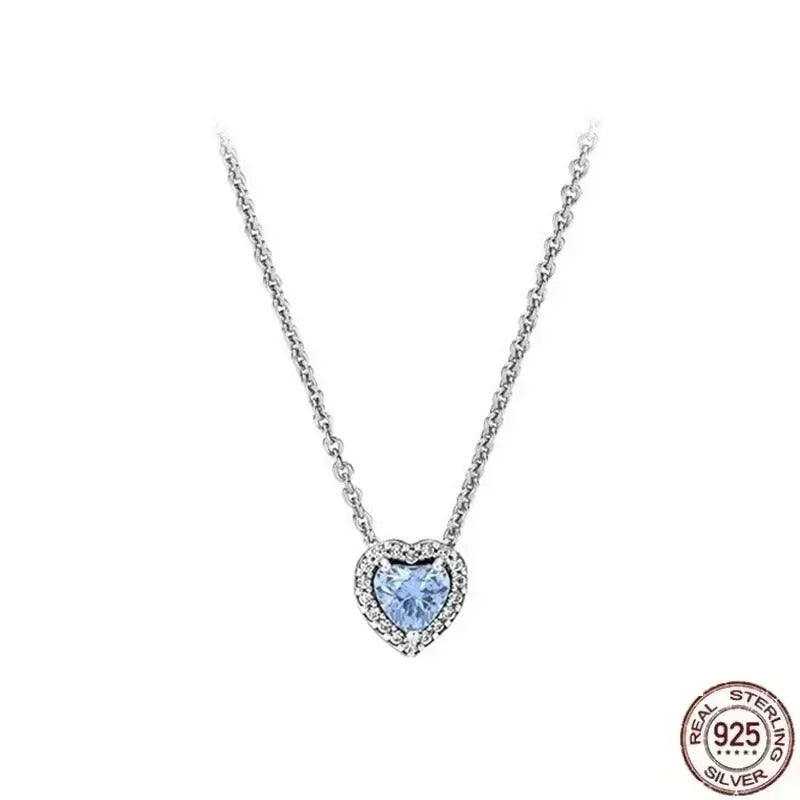 Hot selling 925 sterling silver pendant necklace shines with classic luxury heart-shaped square necklace, women's jewelry gift