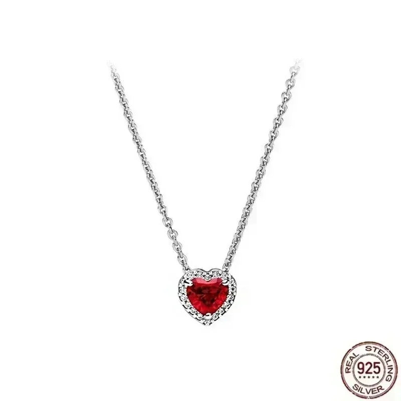 Hot selling 925 sterling silver pendant necklace shines with classic luxury heart-shaped square necklace, women's jewelry gift