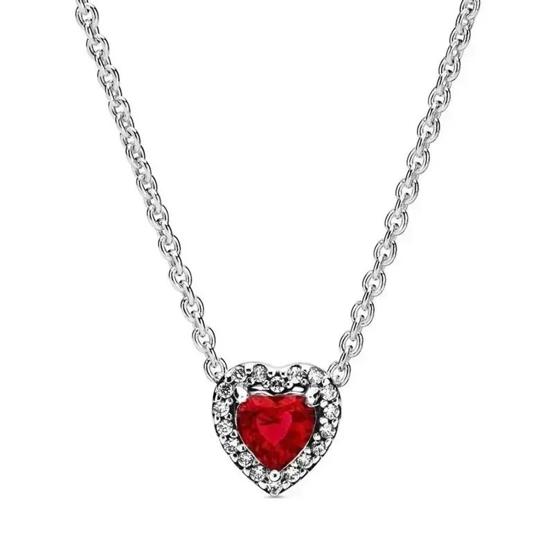 Hot selling 925 sterling silver pendant necklace shines with classic luxury heart-shaped square necklace, women's jewelry gift