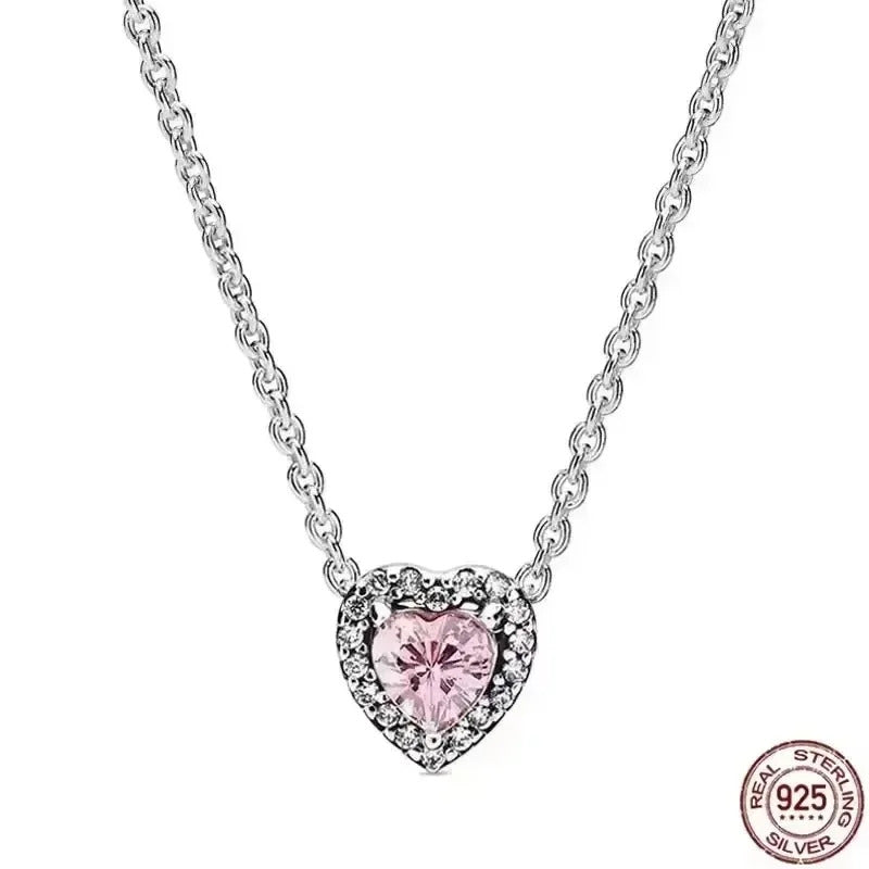 Hot selling 925 sterling silver pendant necklace shines with classic luxury heart-shaped square necklace, women's jewelry gift